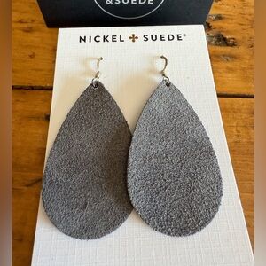 Nickel & Suede Teardrop Earrings
